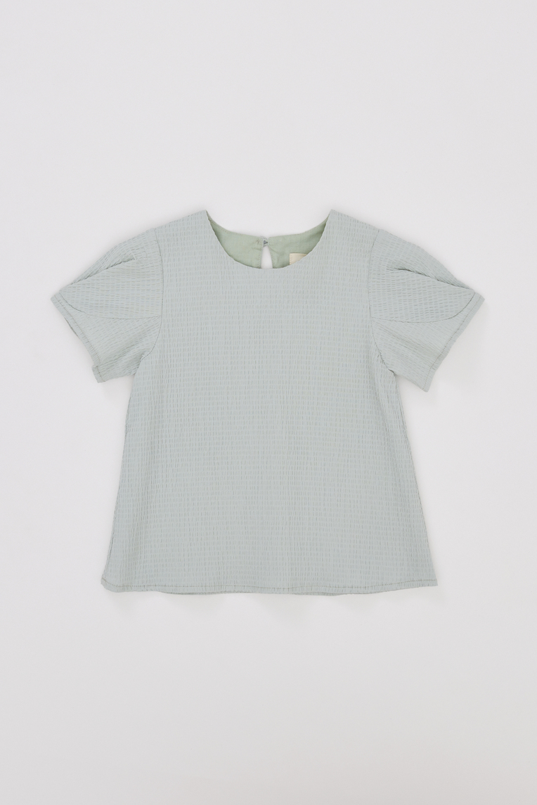 Seersucker Puff Sleeve Top