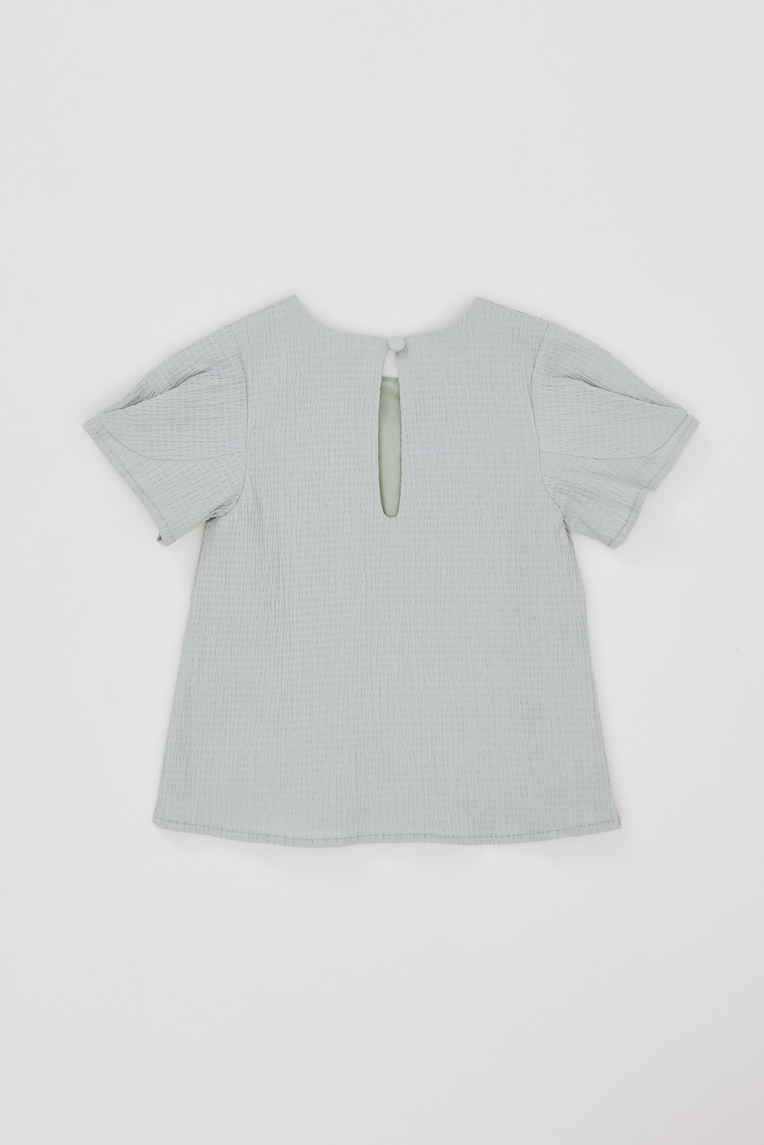 Seersucker Puff Sleeve Top