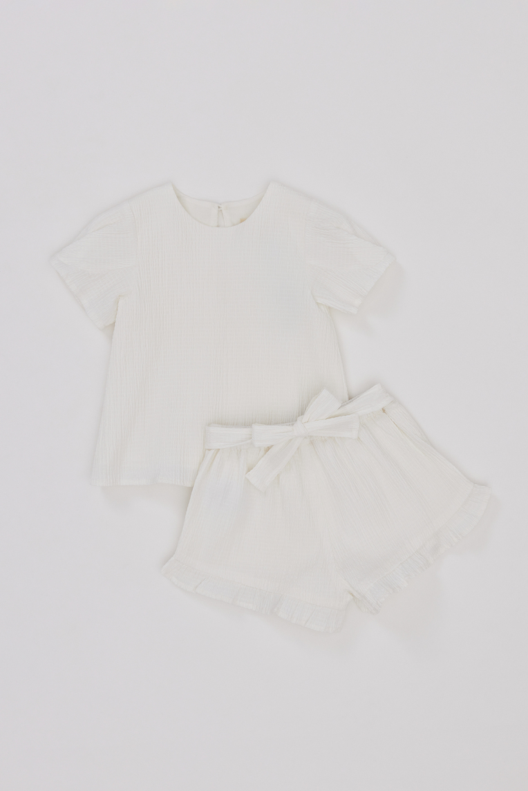 Seersucker Puff Sleeve Top