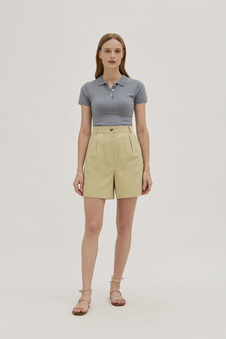 Cotton High-Waisted Bermuda Shorts