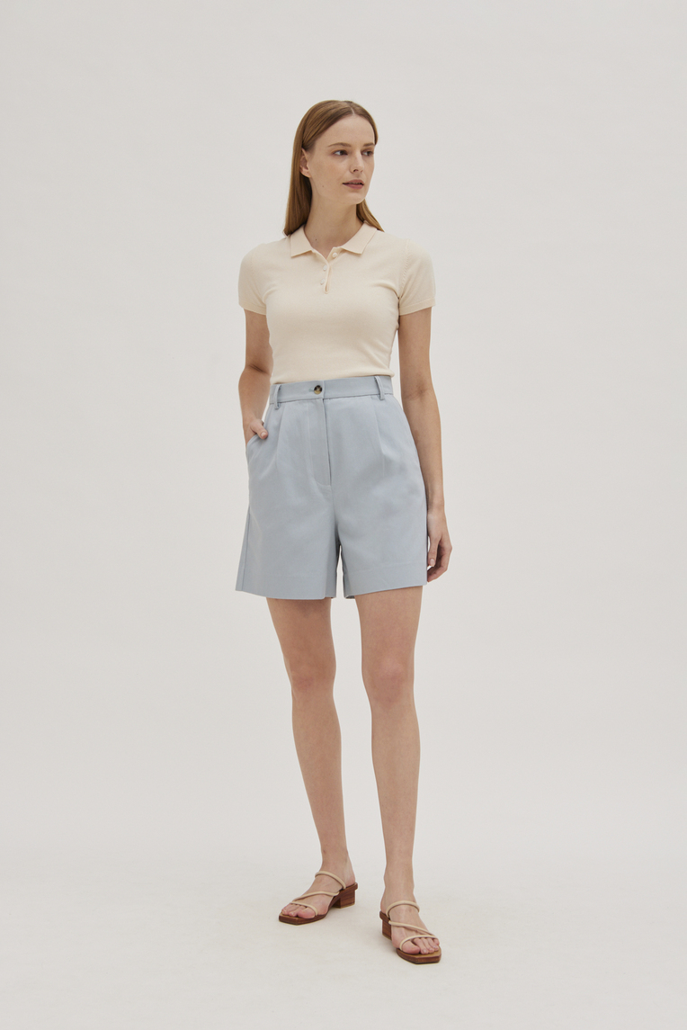 Cotton High-Waisted Bermuda Shorts