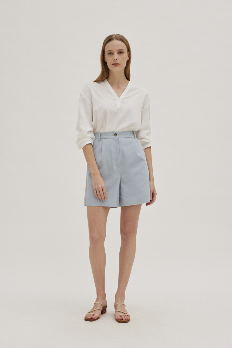 Cotton High-Waisted Bermuda Shorts
