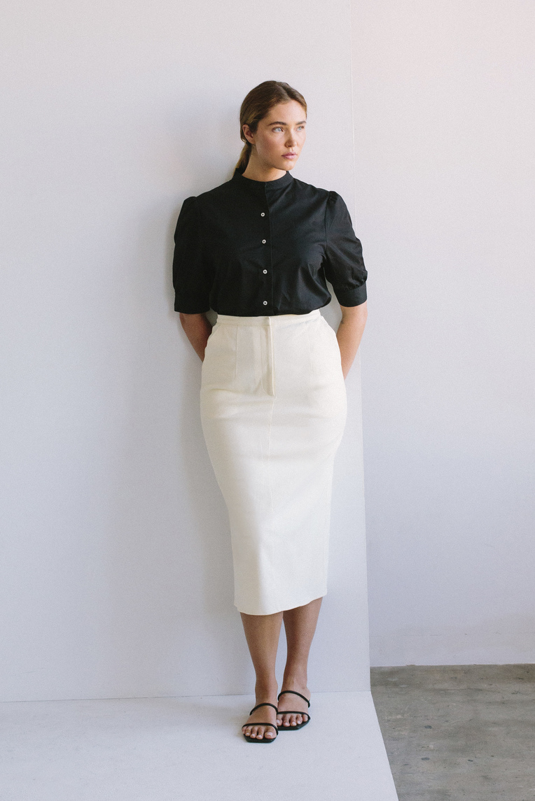 Organic Cotton Twill Midi Skirt