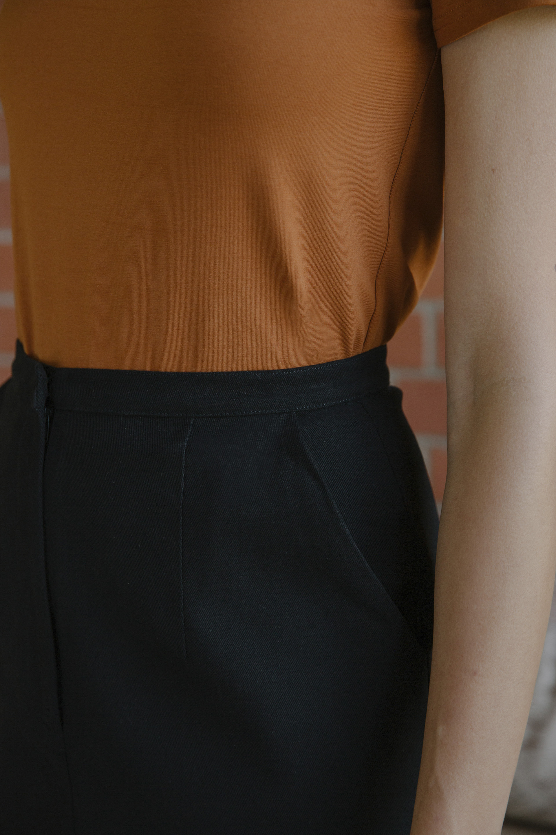 Organic Cotton Twill Midi Skirt