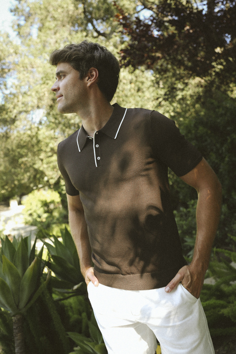 Contrast Collared Knit Shirt