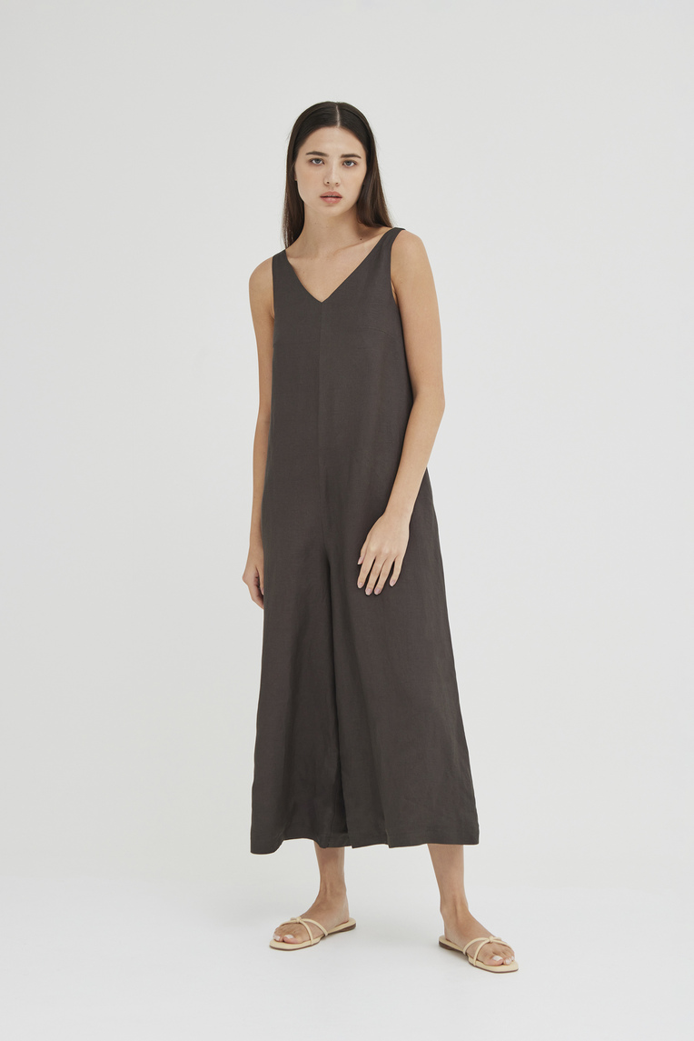 Linen V-Neck Jumpsuit