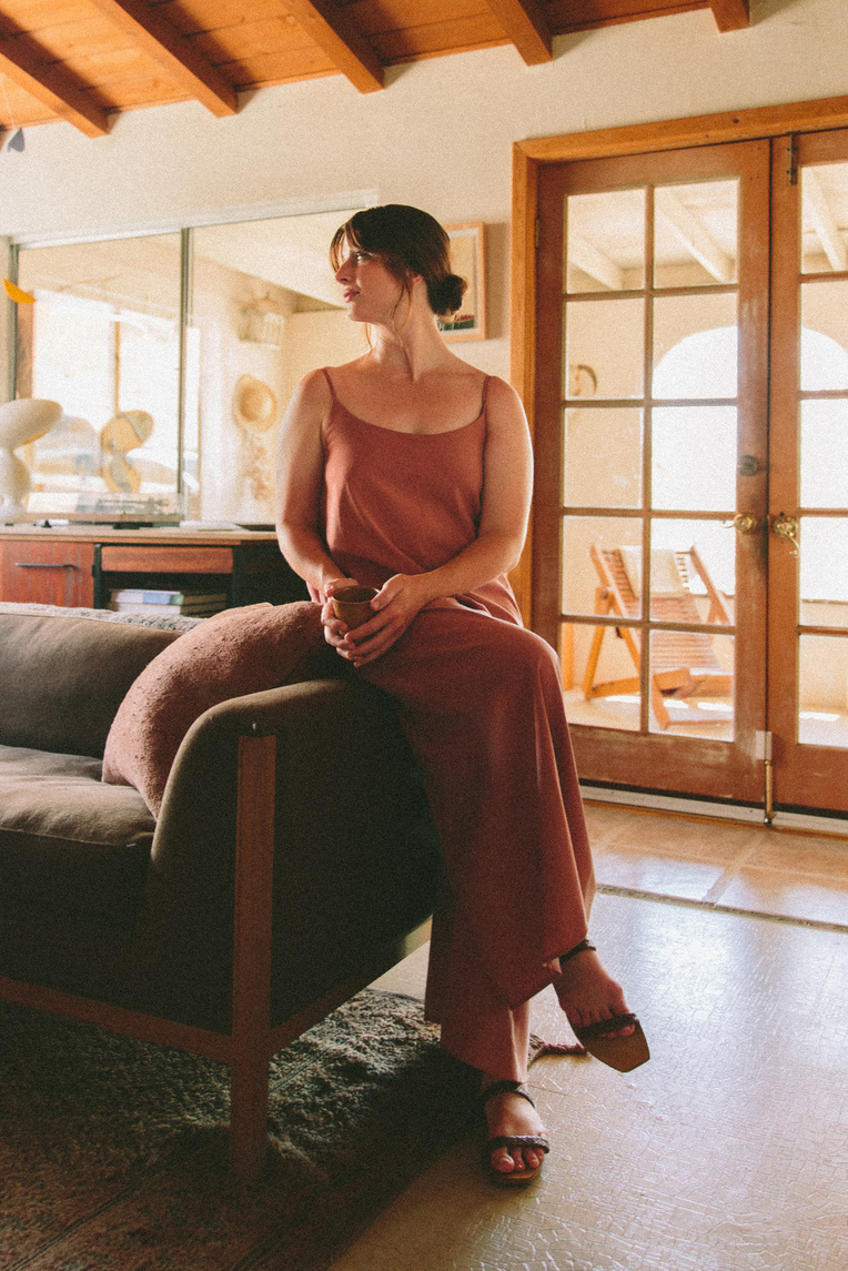 Rayon Gathered-Back Jumpsuit