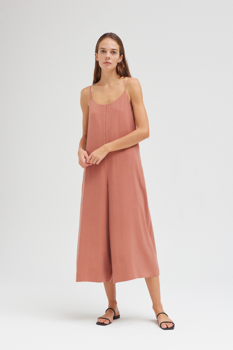 Rayon Gathered-Back Jumpsuit