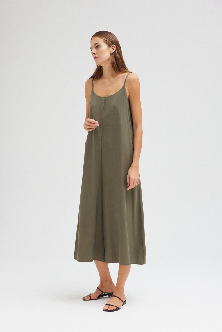 Rayon Gathered-Back Jumpsuit