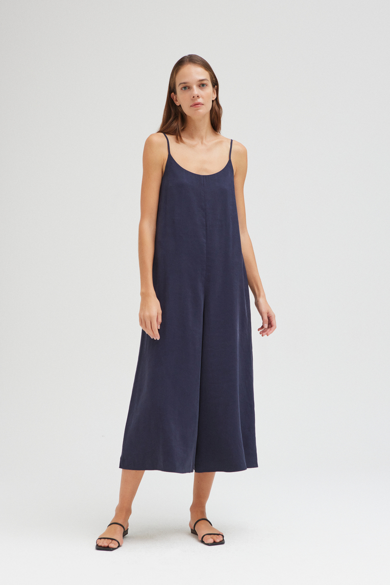 Rayon Gathered-Back Jumpsuit