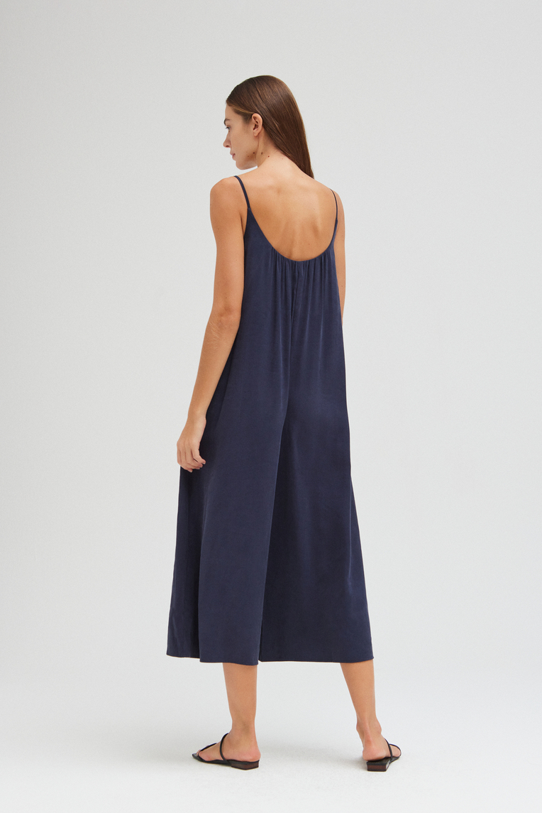 Rayon Gathered-Back Jumpsuit