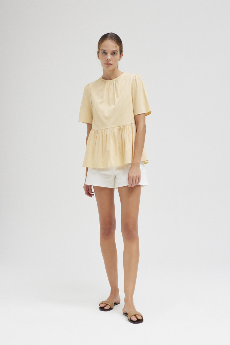 Textured Rayon Peplum Blouse