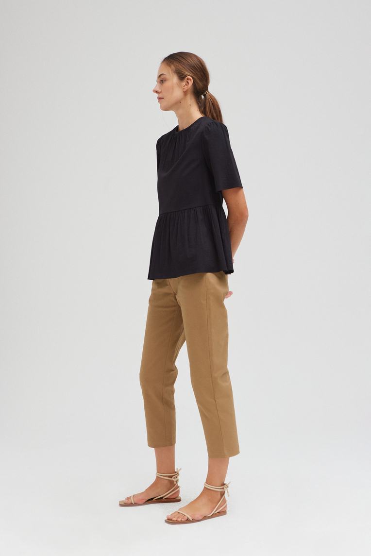 Textured Rayon Peplum Blouse