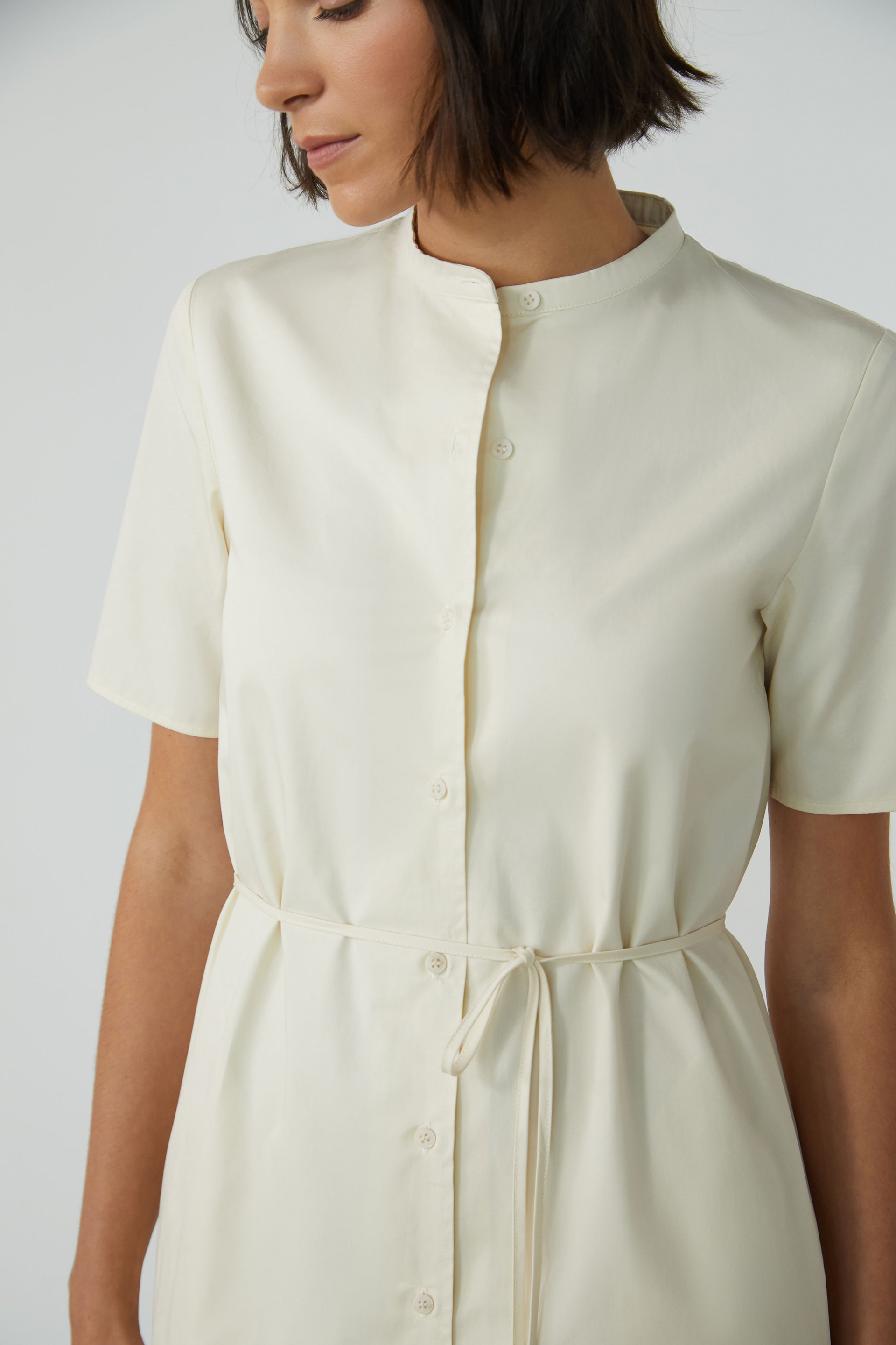 Organic Cotton Mandarin Collar Shirt Dress