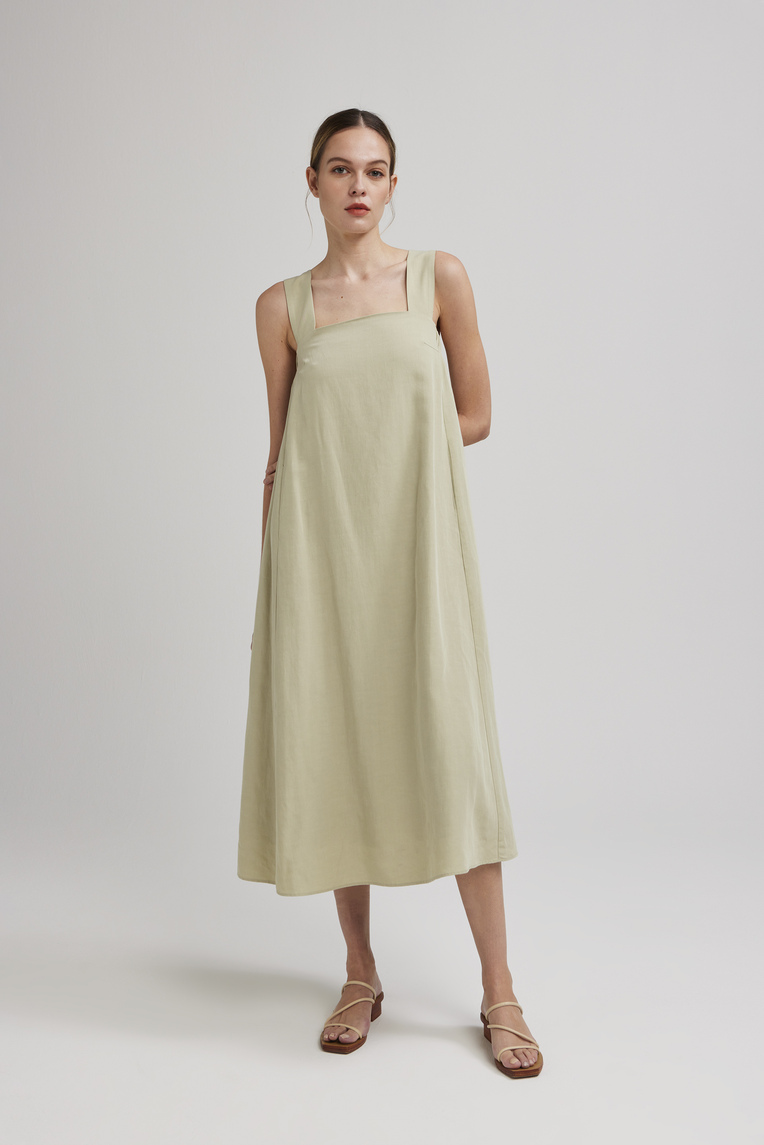 V-Back Gathered Tent Dress