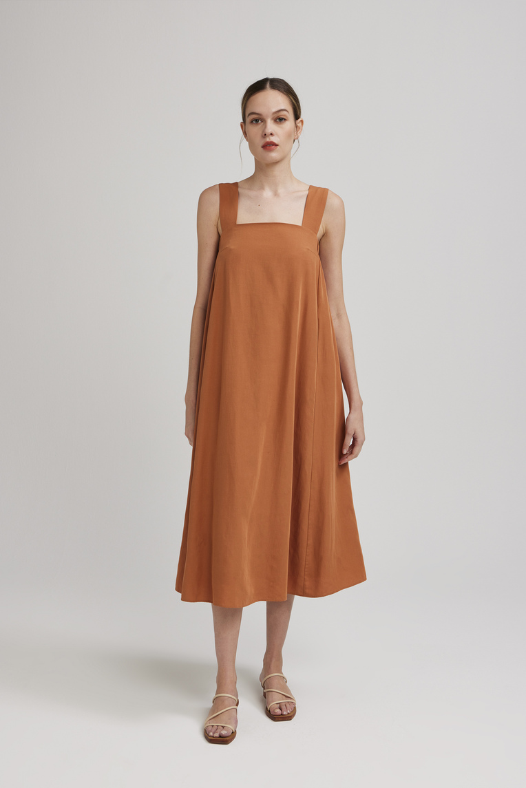 V-Back Gathered Tent Dress