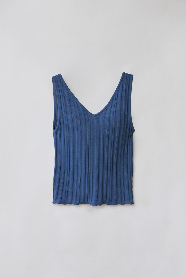 V-Neck Ribbed Knit Top