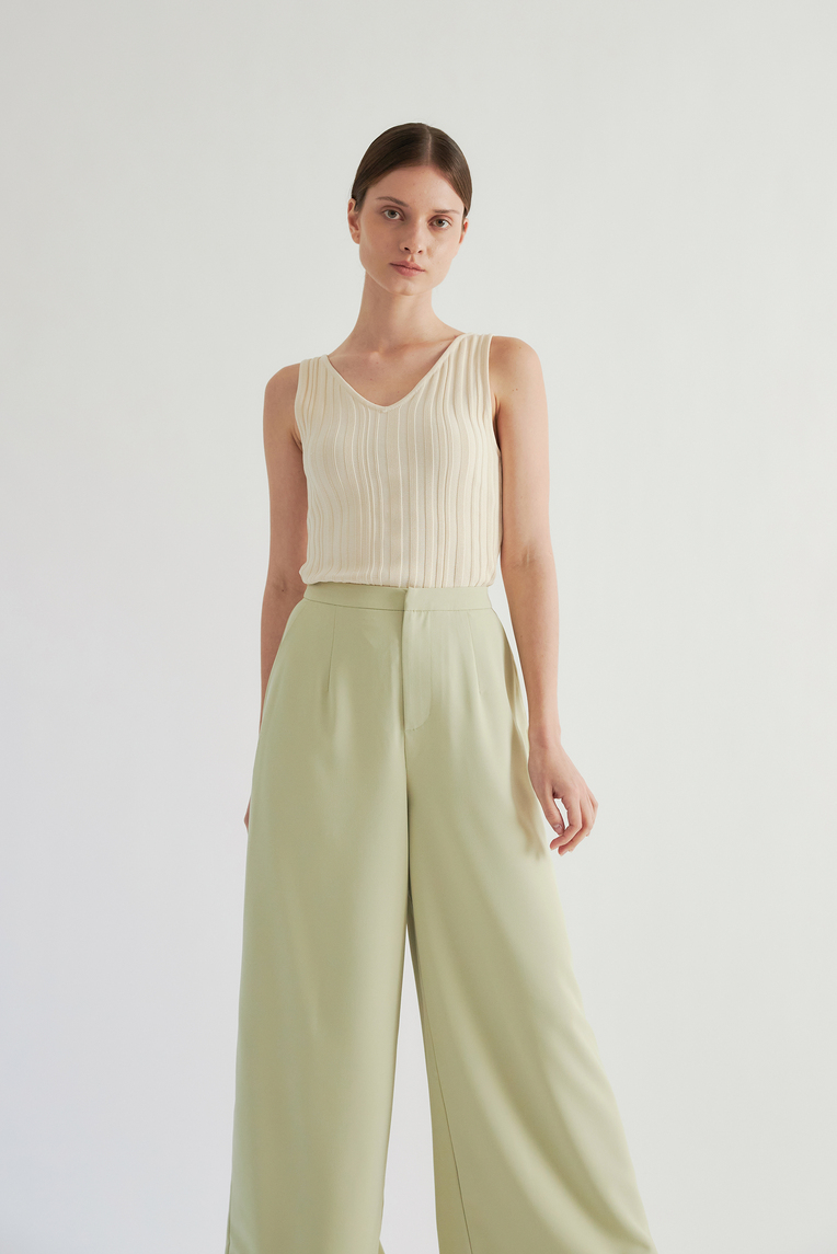 V-Neck Ribbed Knit Top