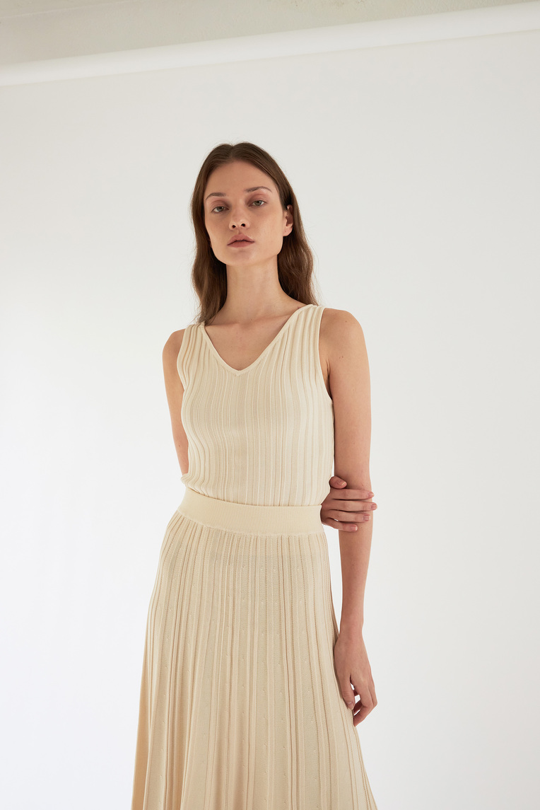 V-Neck Ribbed Knit Top