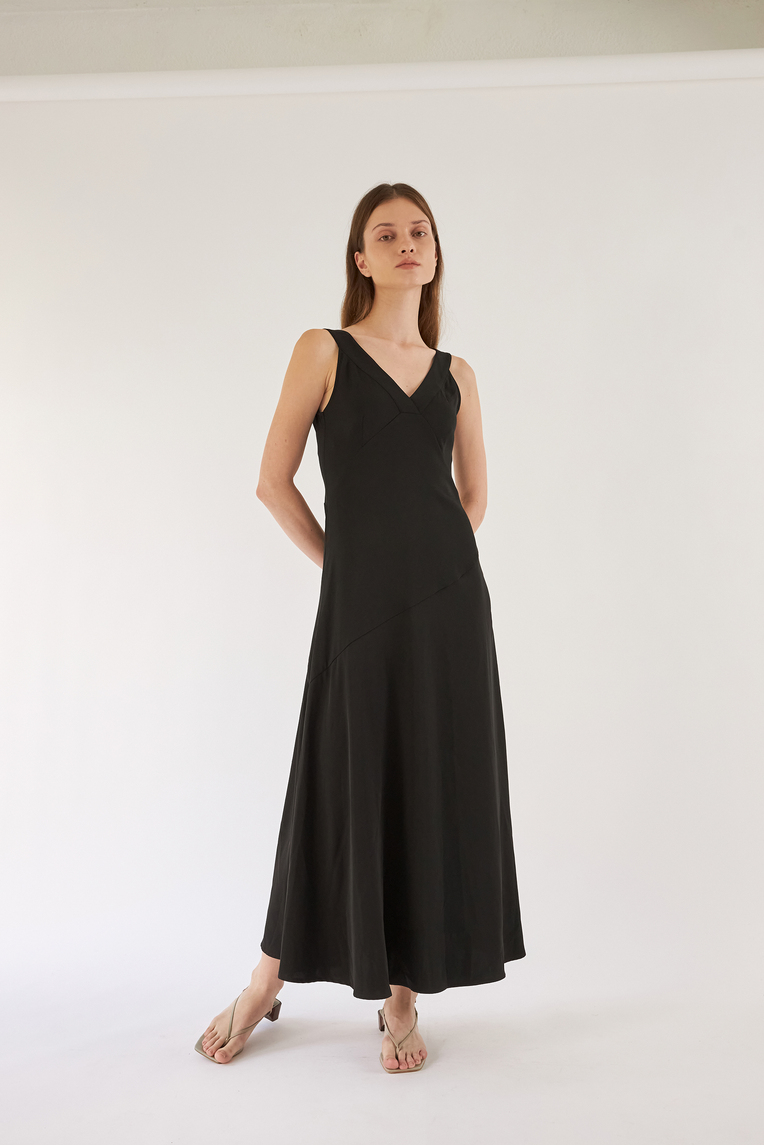V-Neck Asymmetrical Drape Dress