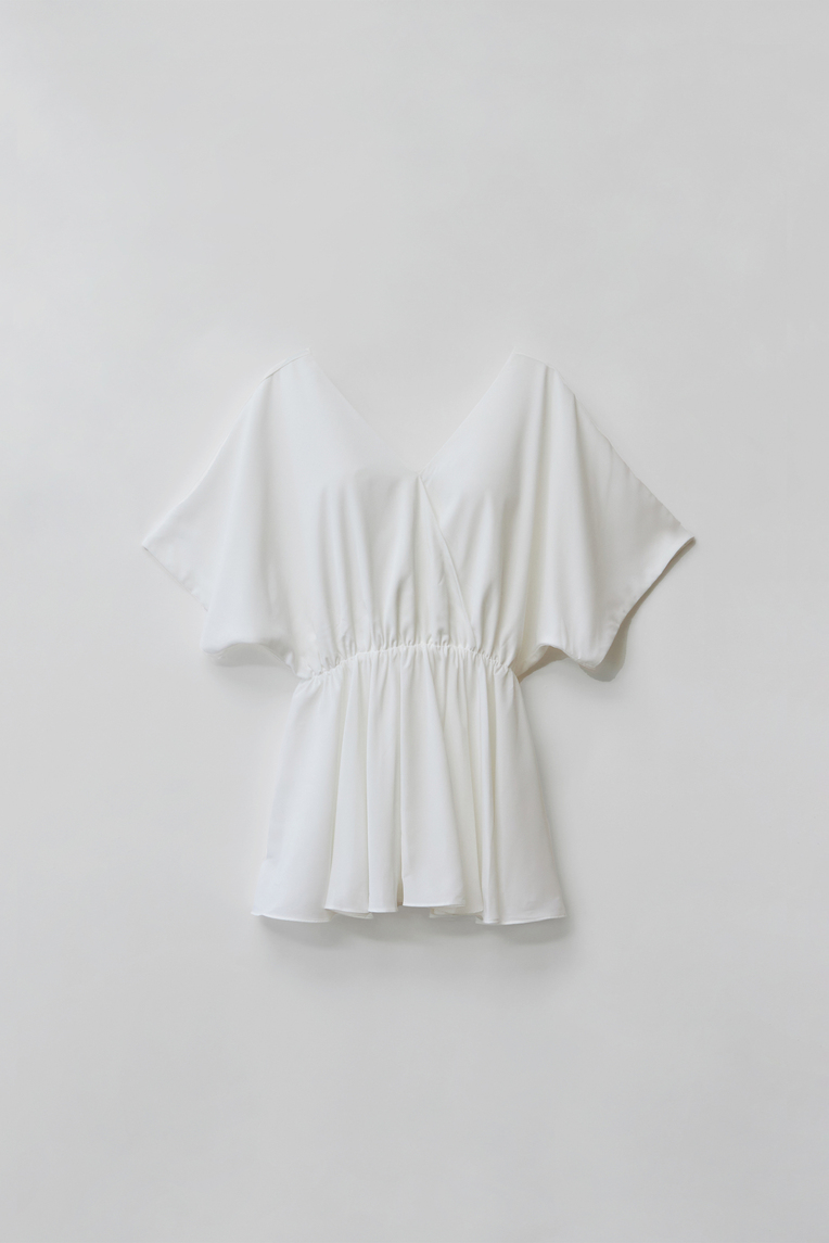 V-Neck Gathered Peplum Blouse