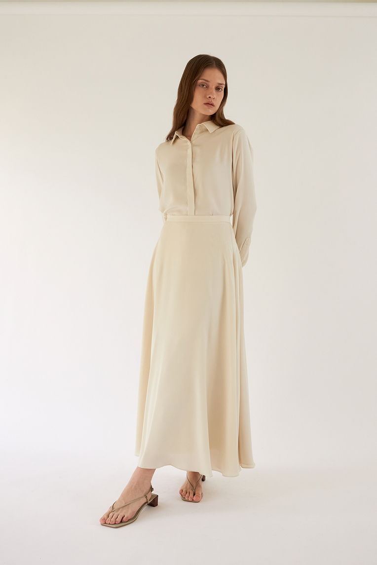 Satin-Finish Maxi Skirt