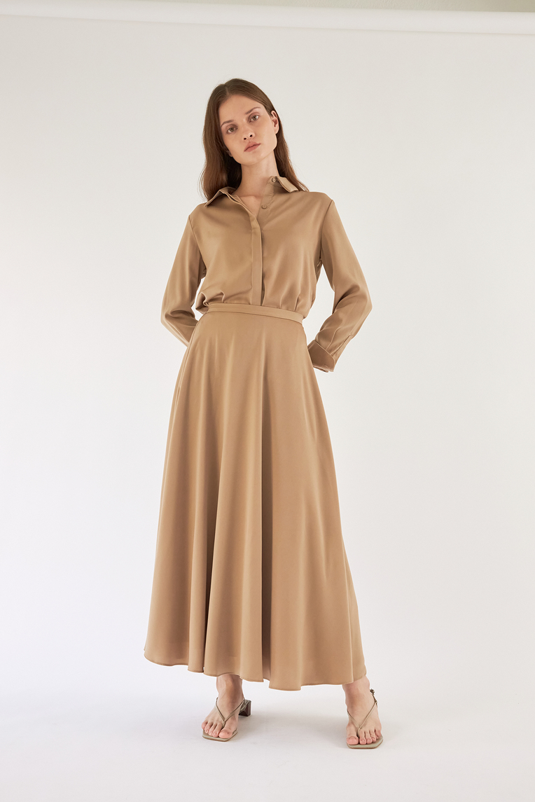 Satin-Finish Maxi Skirt