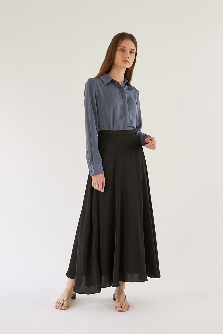 Satin-Finish Maxi Skirt