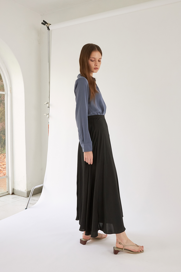 Satin-Finish Maxi Skirt