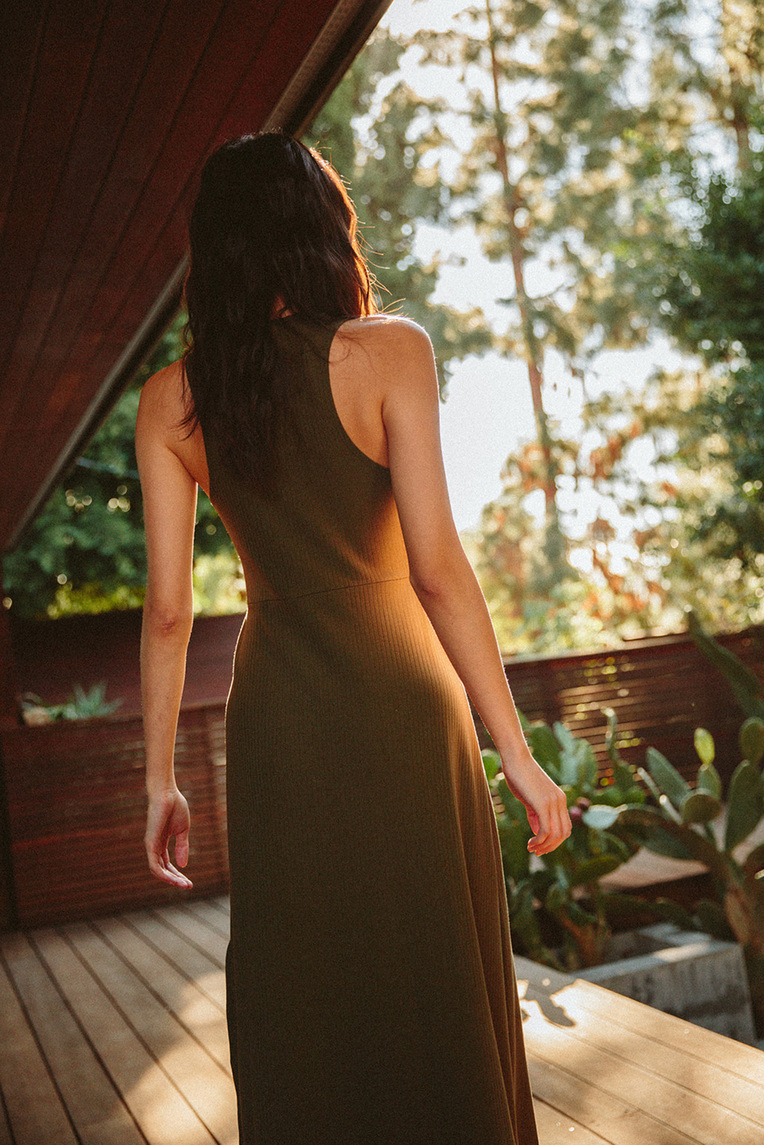 Ribbed Jersey Maxi Dress