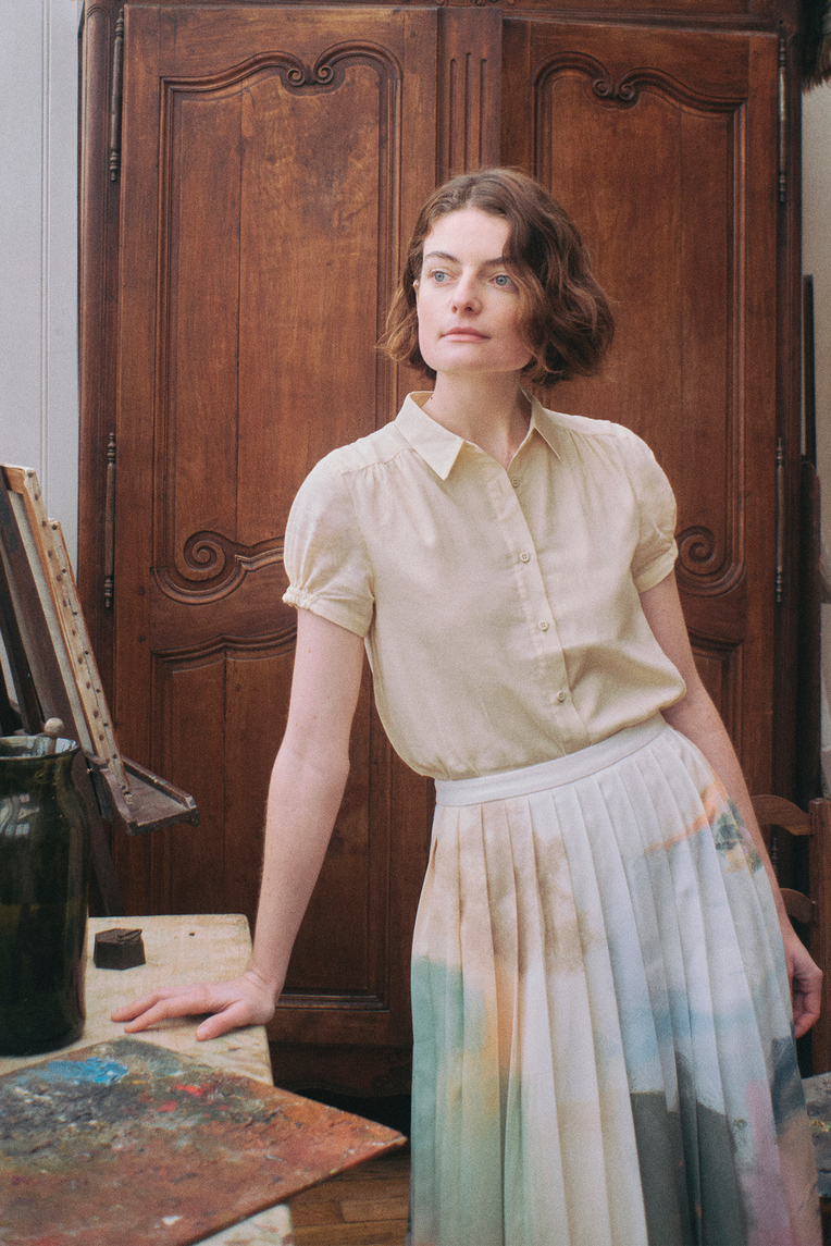 Gathered Puff-Sleeve Top