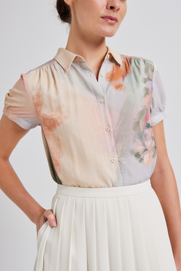 Soleil Gathered Puff-Sleeve Top