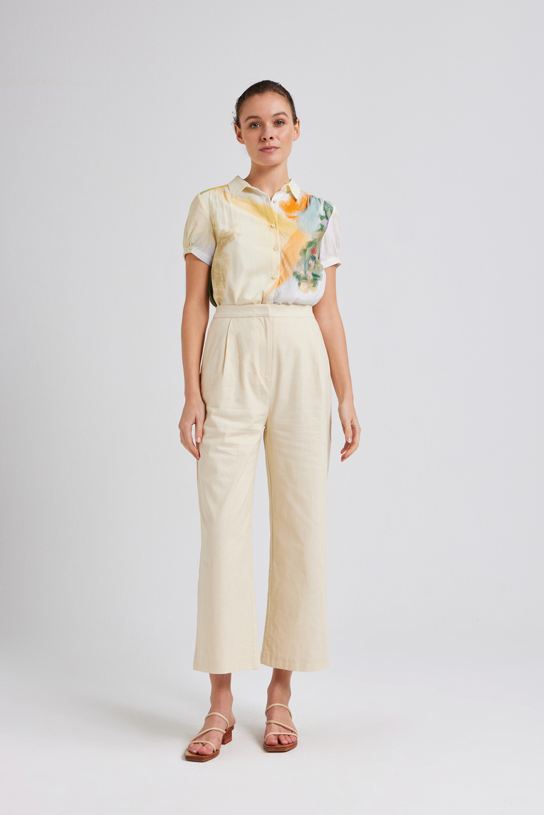 Soleil Gathered Puff-Sleeve Top