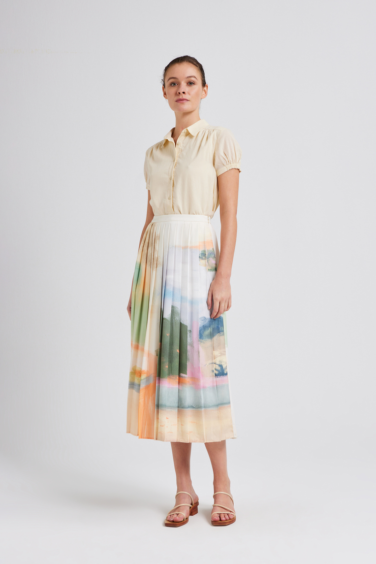 Gathered Puff-Sleeve Top