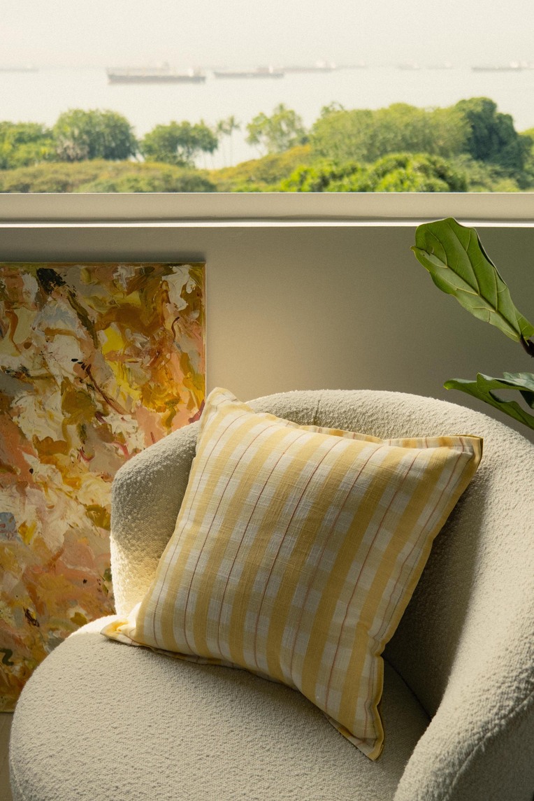 Embroidered Plaid Cushion Cover