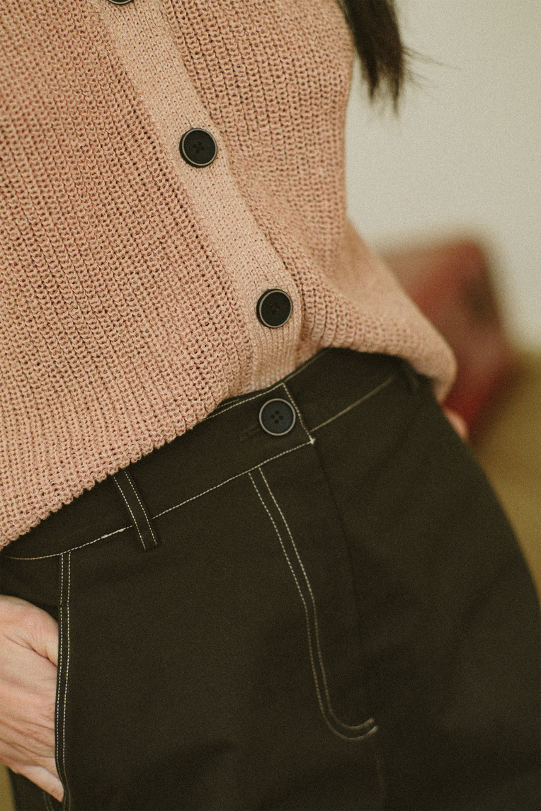 Contrast Stitch Cotton Twill Shorts