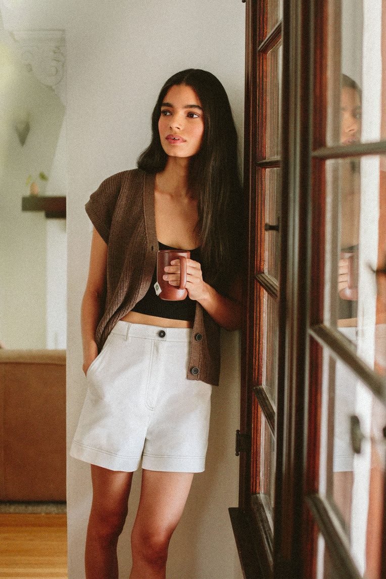 Contrast Stitch Cotton Twill Shorts