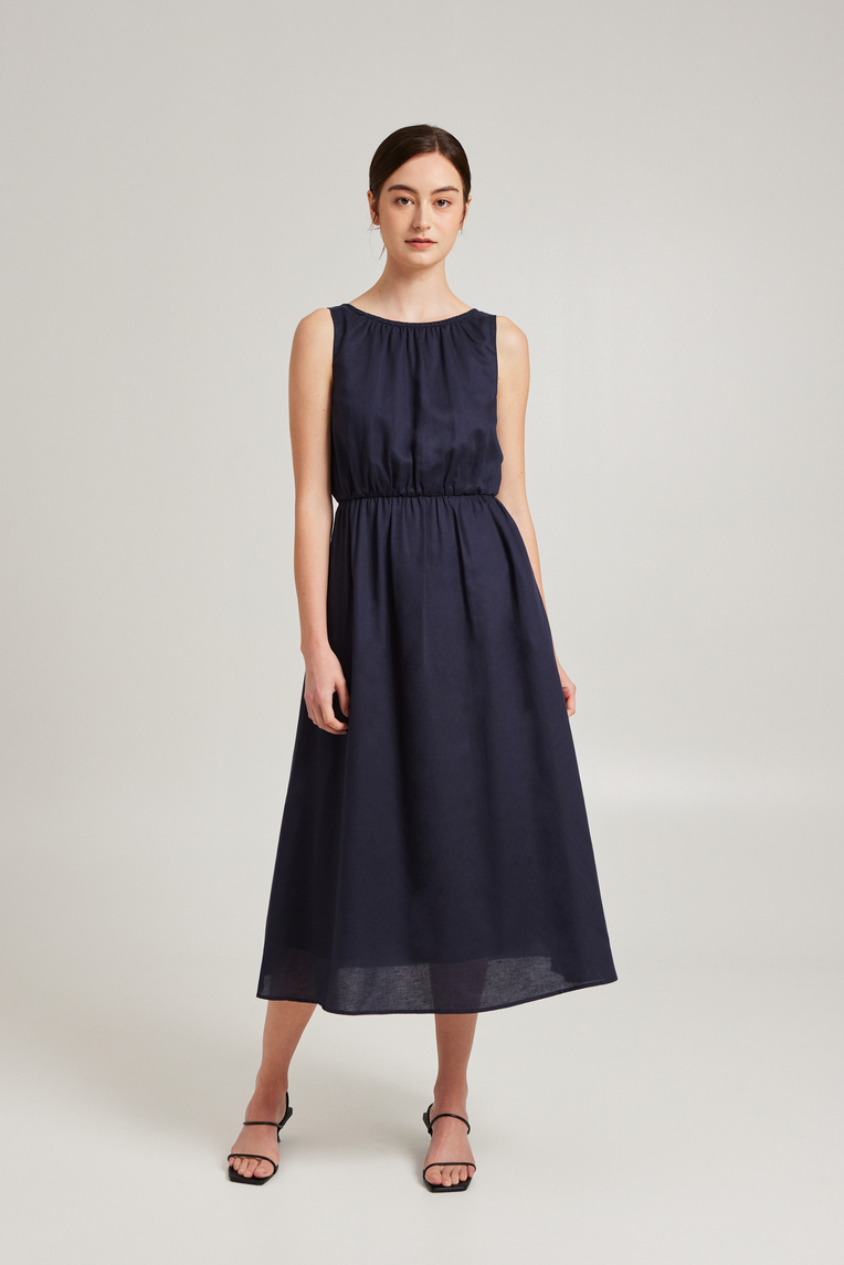 Scoop-Back Midi Dress