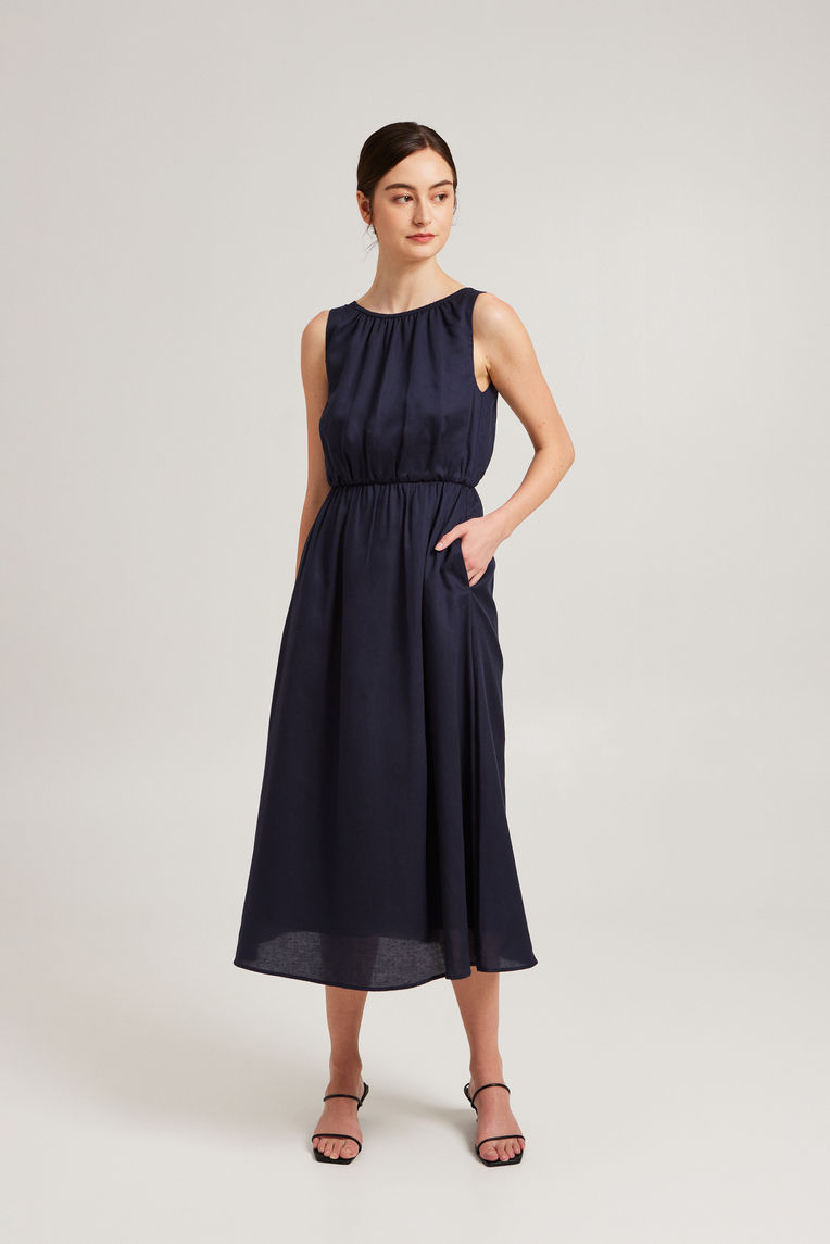 Scoop-Back Midi Dress