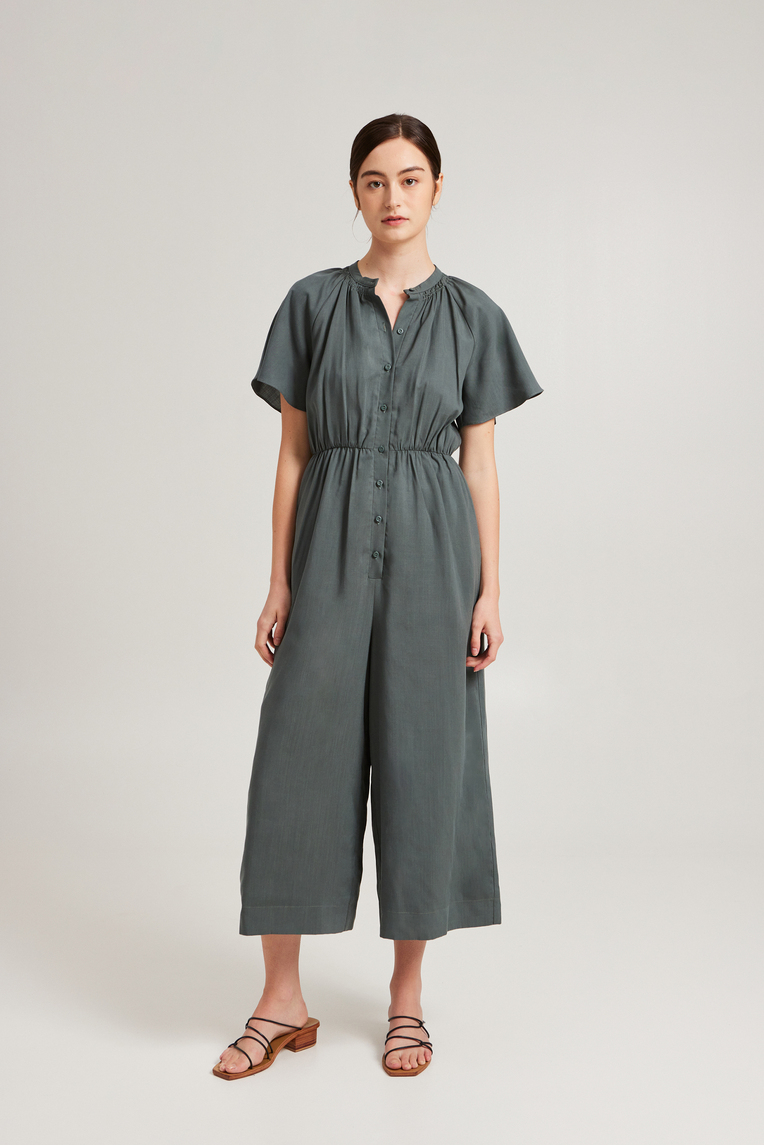 Lyocell Flutter Sleeve Jumpsuit