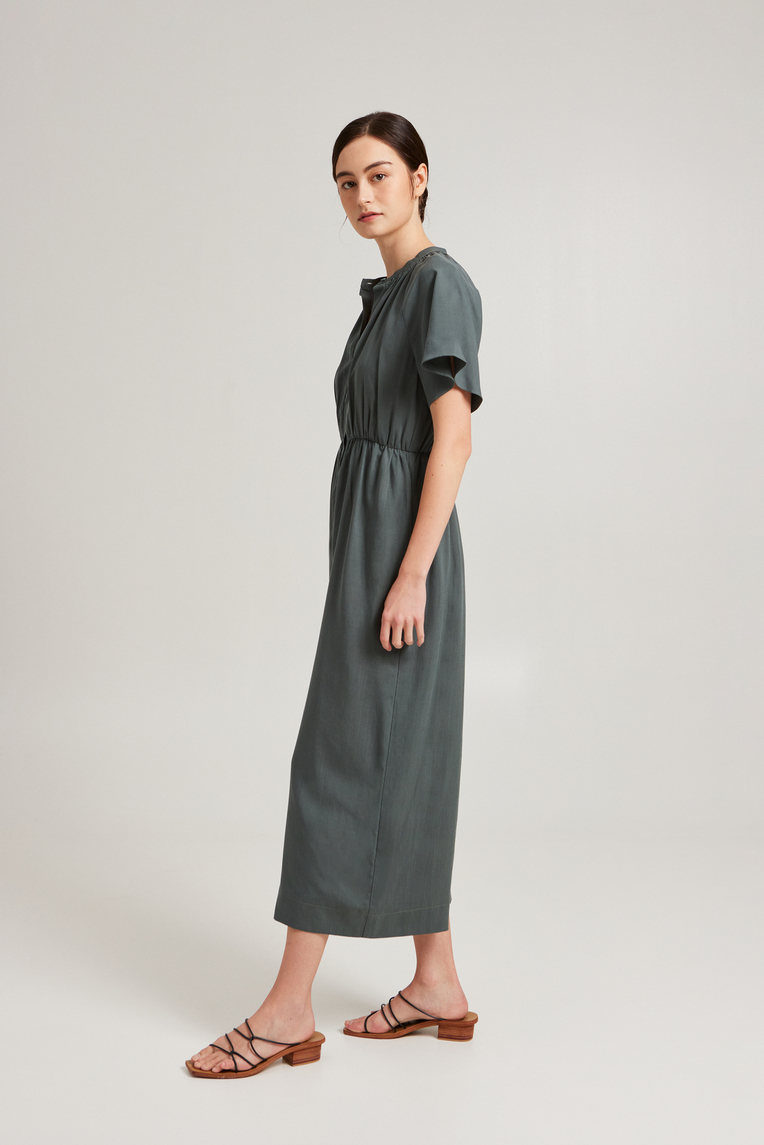 Lyocell Flutter Sleeve Jumpsuit