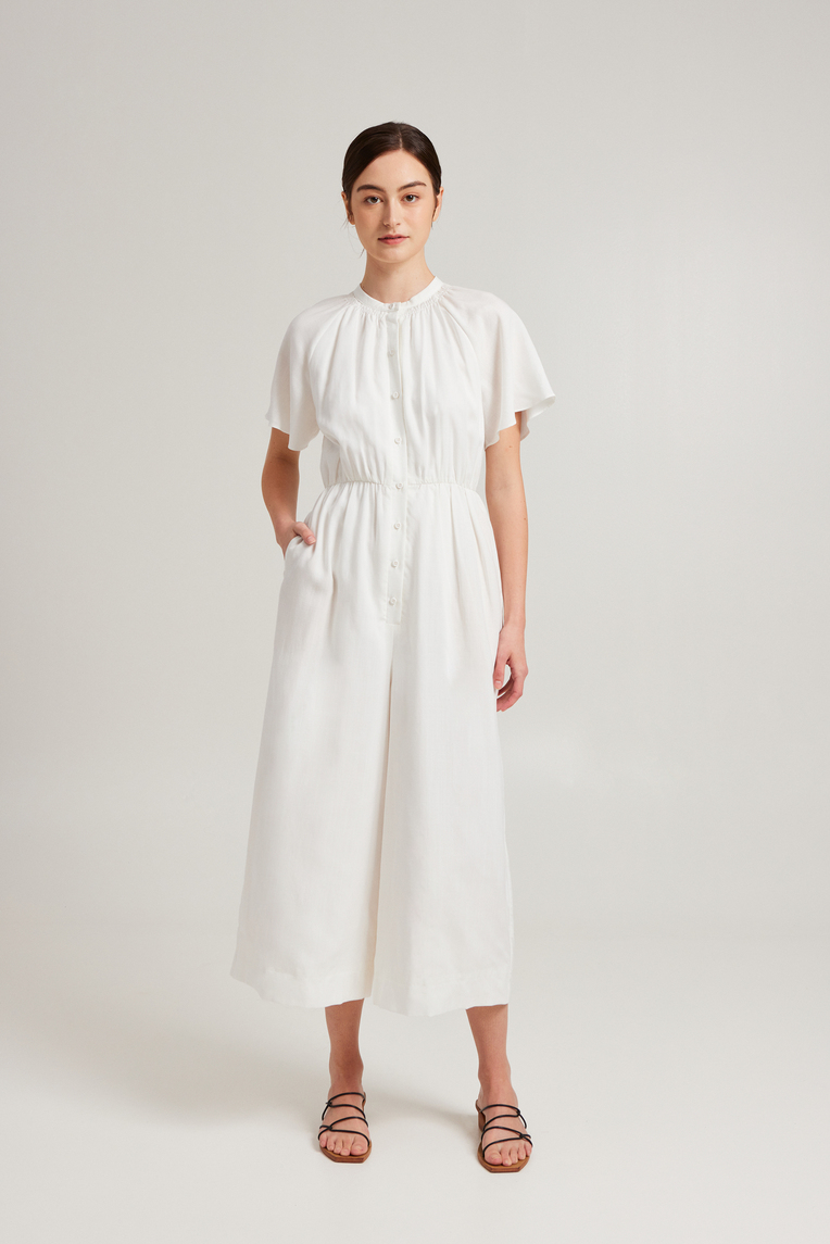 Lyocell Flutter Sleeve Jumpsuit