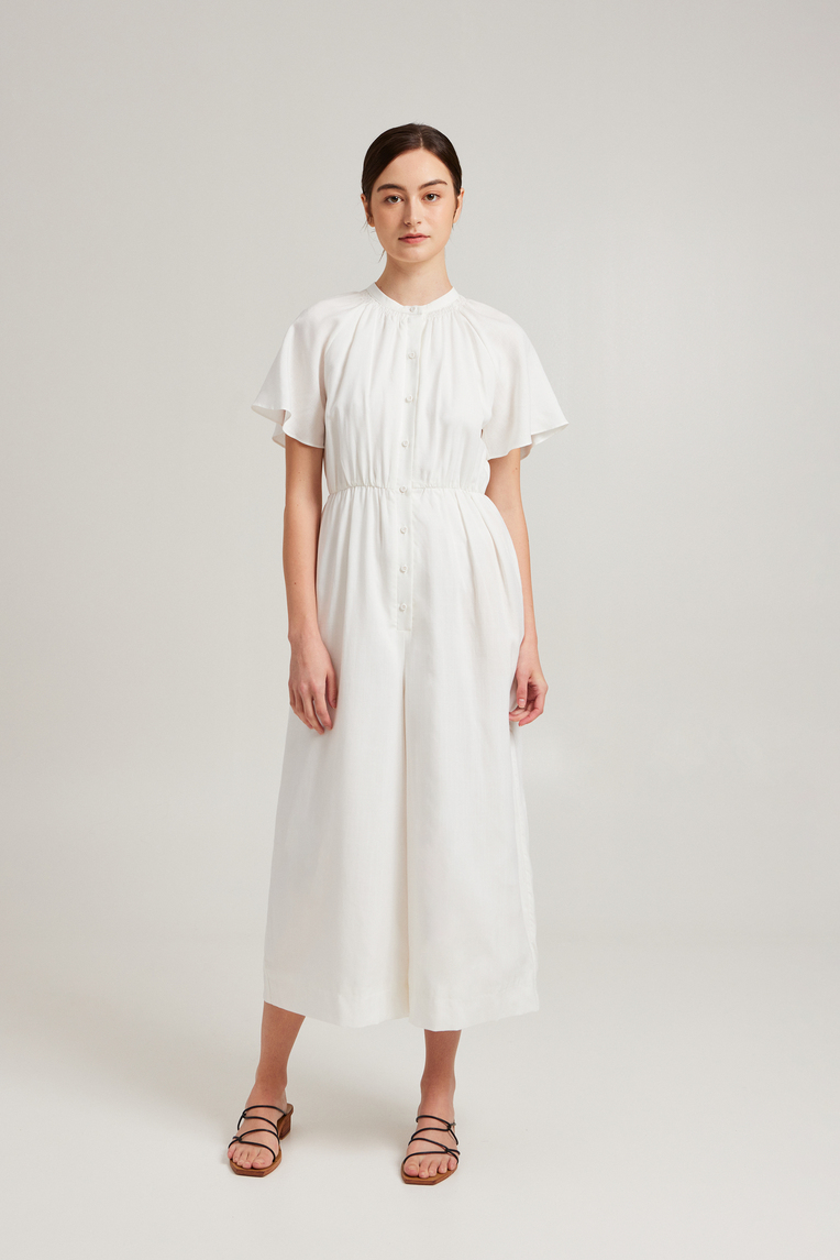 Lyocell Flutter Sleeve Jumpsuit