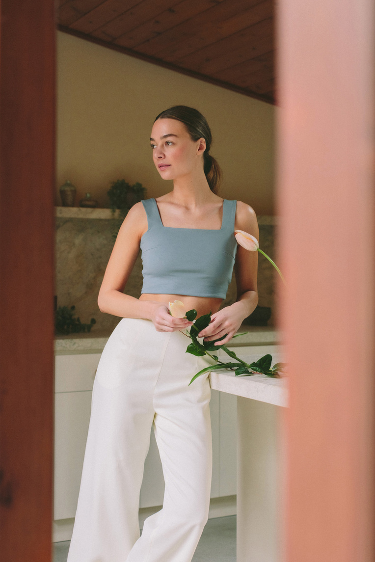 Square-Neck Jersey Crop Top