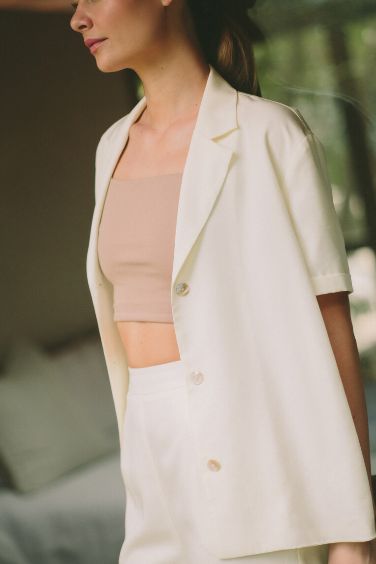 Square-Neck Jersey Crop Top