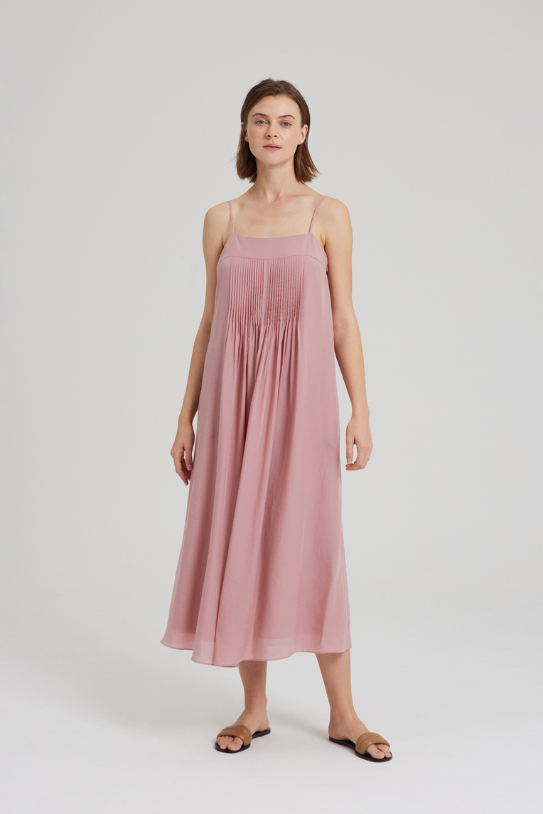 Lyocell Pintuck Tent Dress