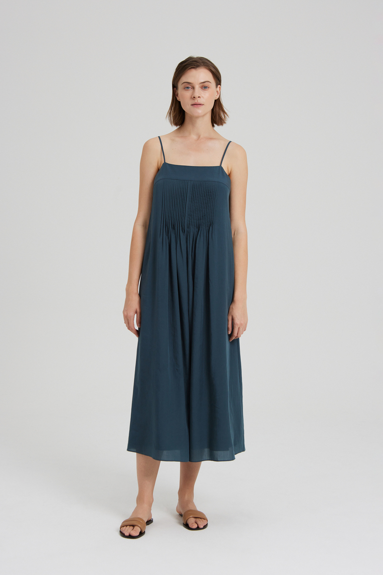 Lyocell Pintuck Tent Dress