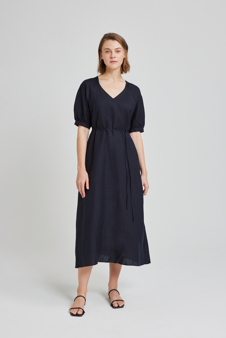 V-Neck Puff Sleeve Dress