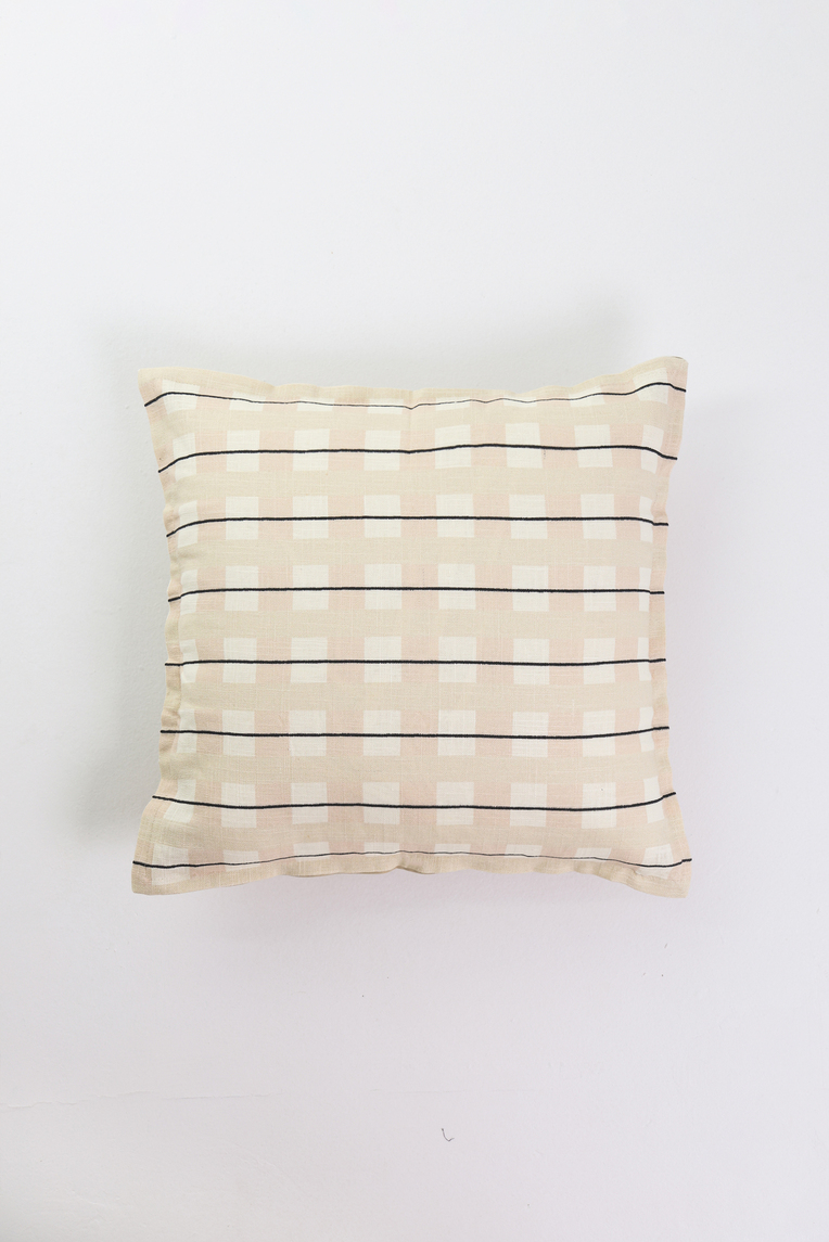 Embroidered Plaid Cushion Cover