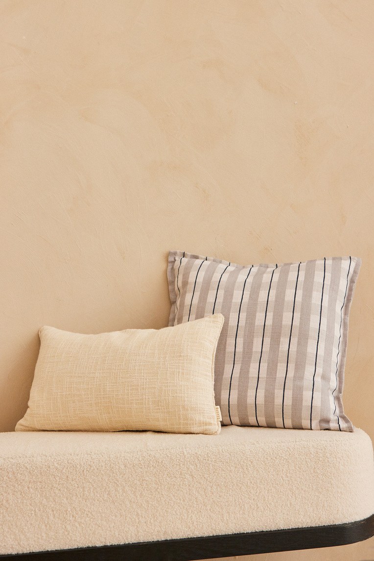 Embroidered Plaid Cushion Cover